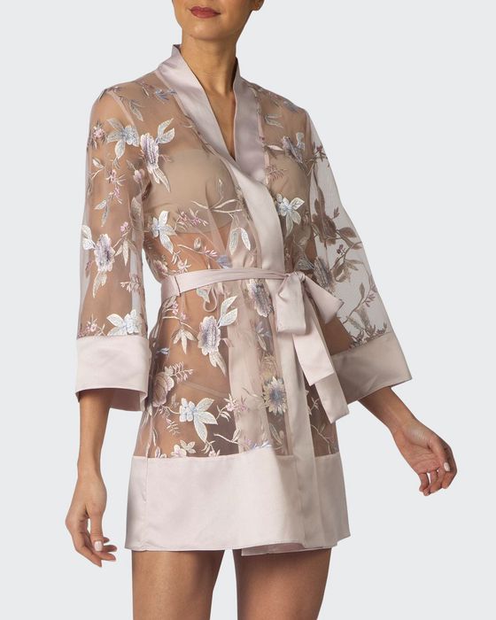 Stunning Floral-Embroidered Cover-Up Robe