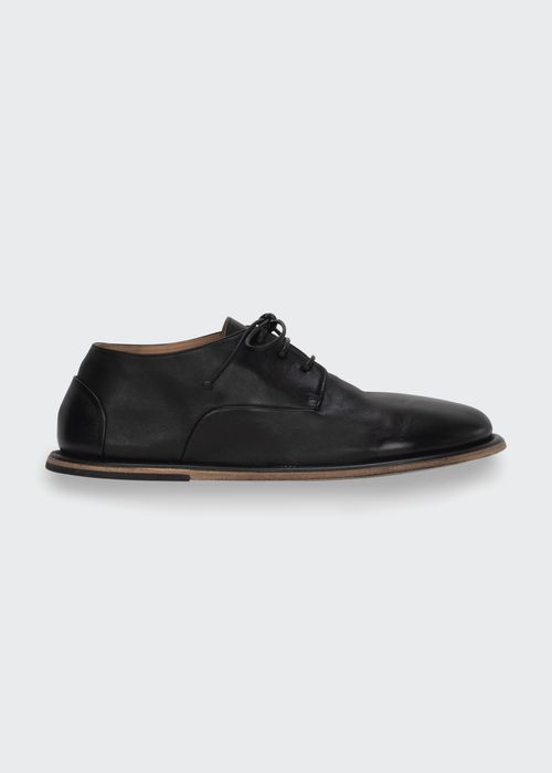 Leather Lace-Up Flat Loafers