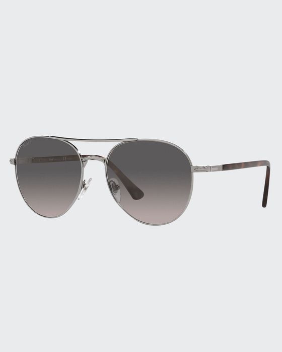 Men's Gradient Double-Bridge Metal Sunglasses