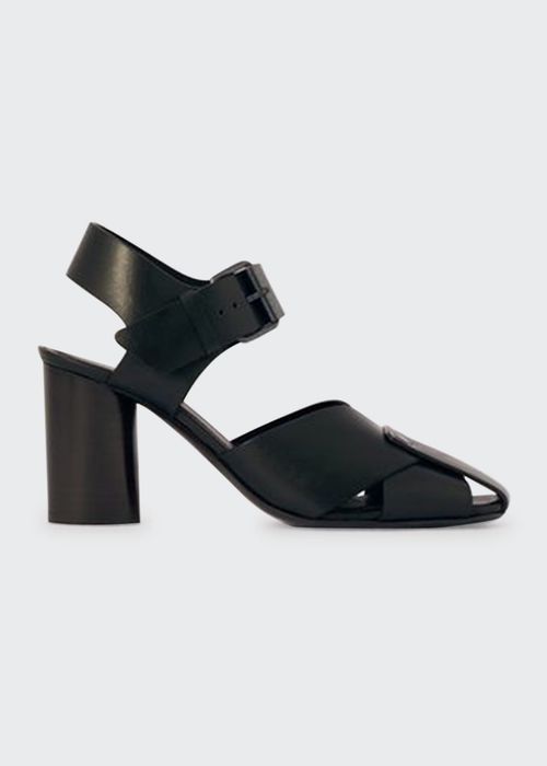Strappy Leather Block-Heel Sandals
