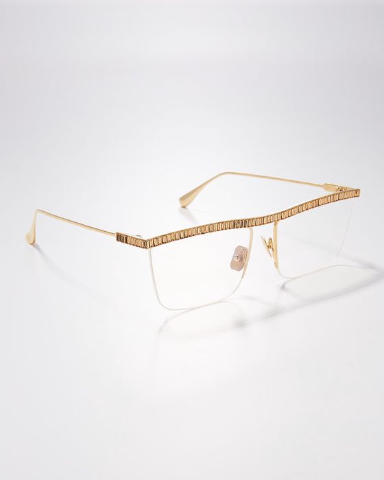 Sheika Half-Rim Square Embellished Titanium Optical Glasses