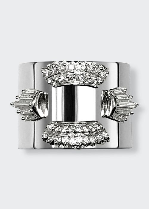 Revive Ring with Open Setting Diamonds on Platinum 15mm Thick Plate Band