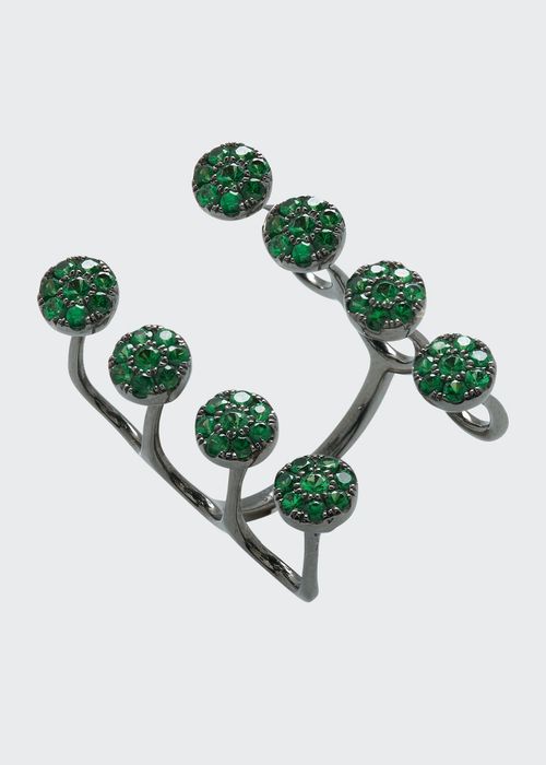 18k White Gold Rhodium Finish Green Ring from the Aurore Collection, Size 6.5 and 7