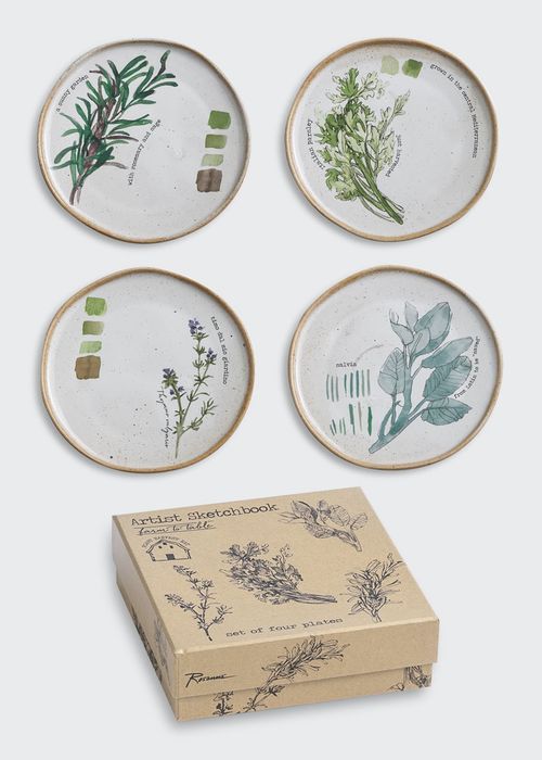 Farm To Table Herb Plates, Set of 4