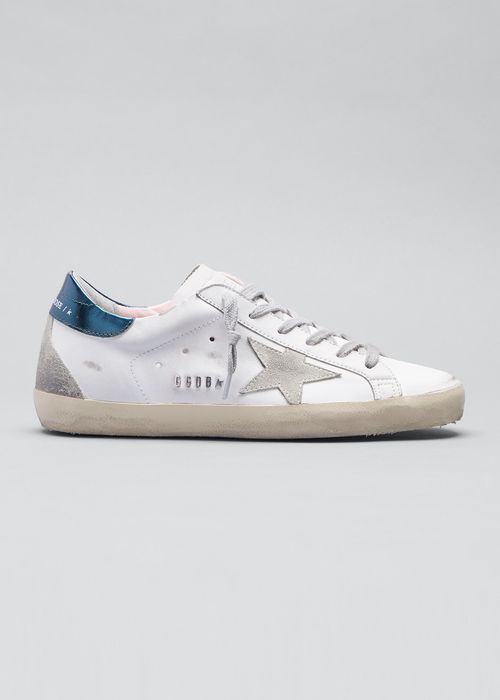 Super-Star Leather Sneakers with Suede Star Laminated Heel