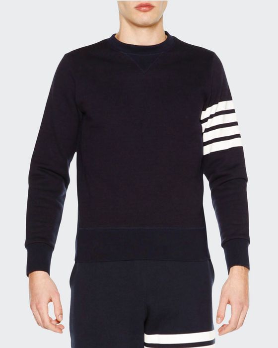 Men's Classic Crewneck Sweatshirt with Striped Sleeve