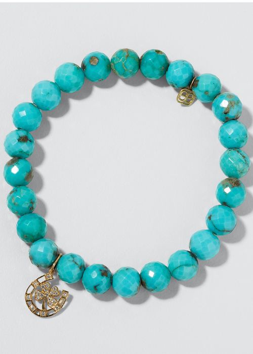 14k Diamond Lucky Charm & Turquoise Bracelet