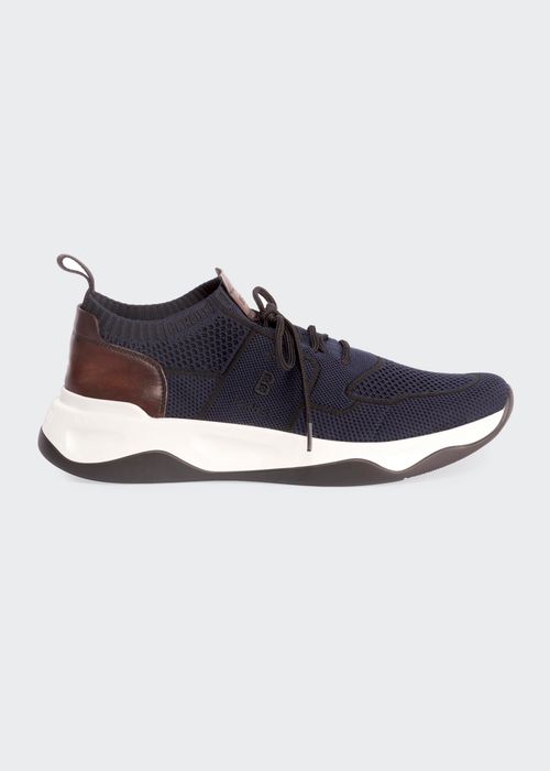 Men's Shadow Knit Sneaker with Leather Details