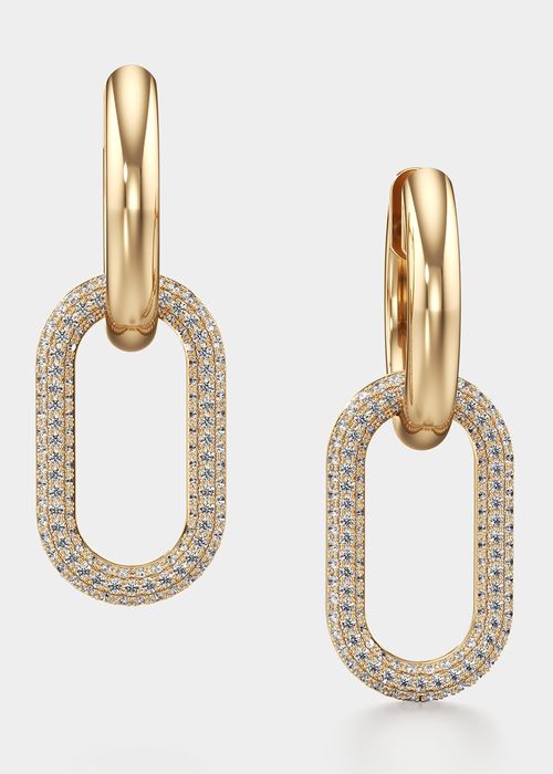 Gold and Diamond Pave Link Earrings
