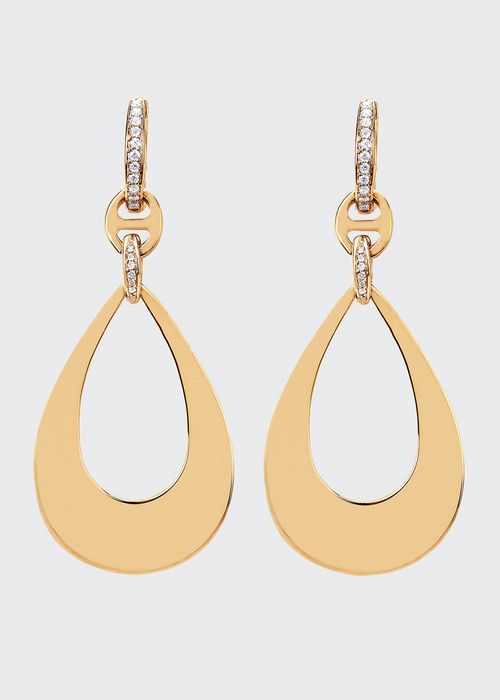 18k Yellow Gold Drop Earrings with Diamond Clasps
