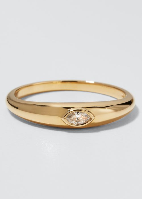 14k Diamond Marquise Dome Ring