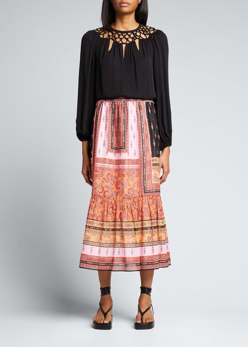 Arley Paisley Midi Skirt