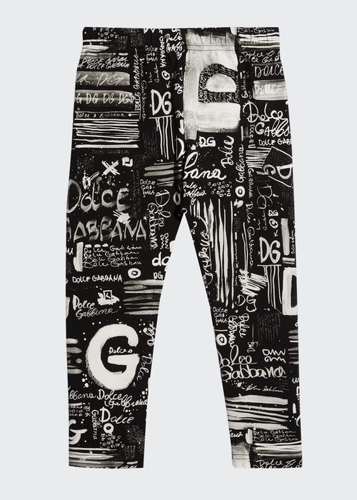 Girl's Graffiti Logo-Print Leggings, Size 4-6
