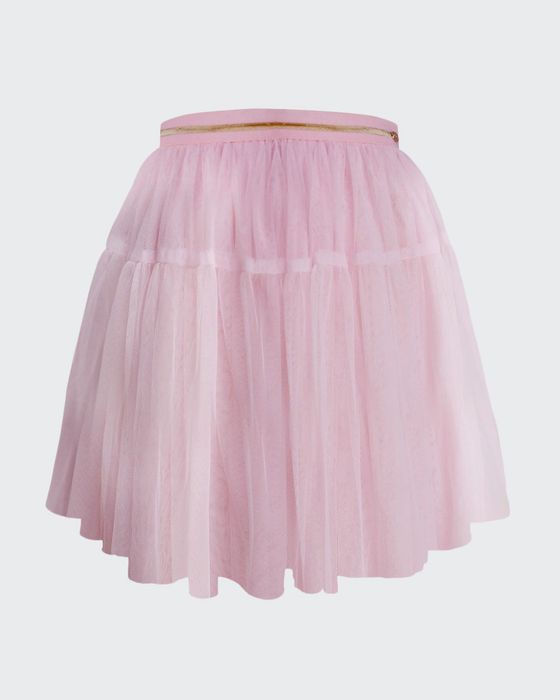 Girl's Glitter Striped Tulle Skirt, Size 4-12