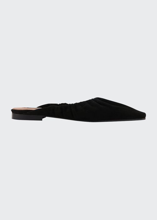 Ruched Suede Flat Ballerina Flats