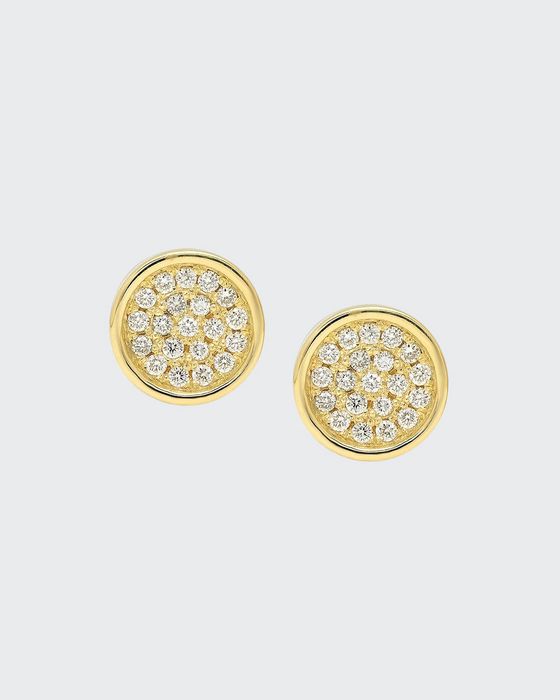 18k Diamond Pave Circle Stud Earrings