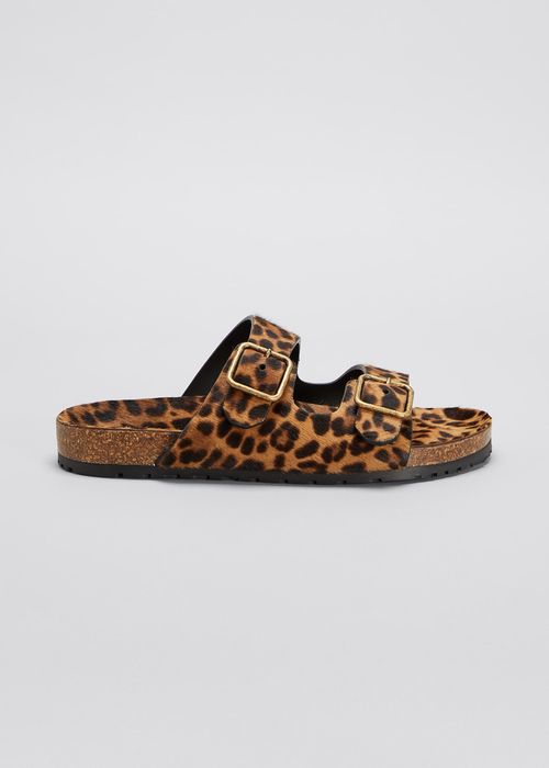 Jimmy Leopard Flat Buckle Sandals