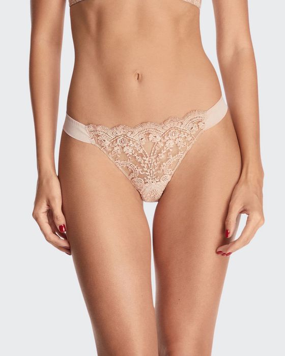 &#224; La Rose Embroidered Thong
