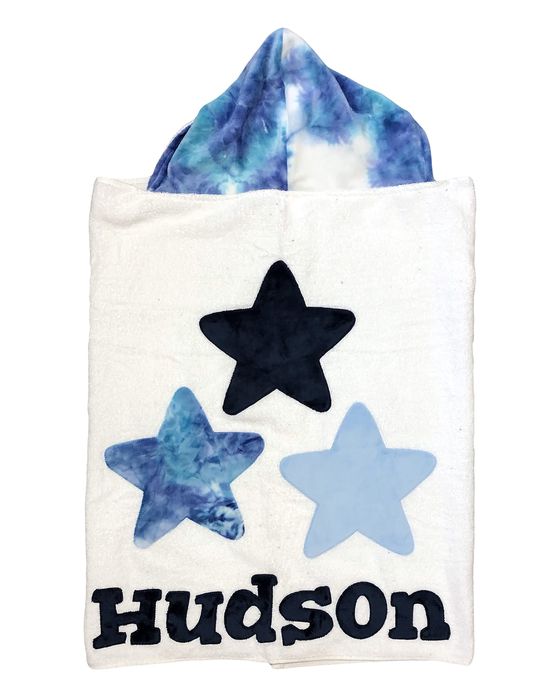 Boy's Triple Stars Tie-Dye Hooded Towel, Personalized