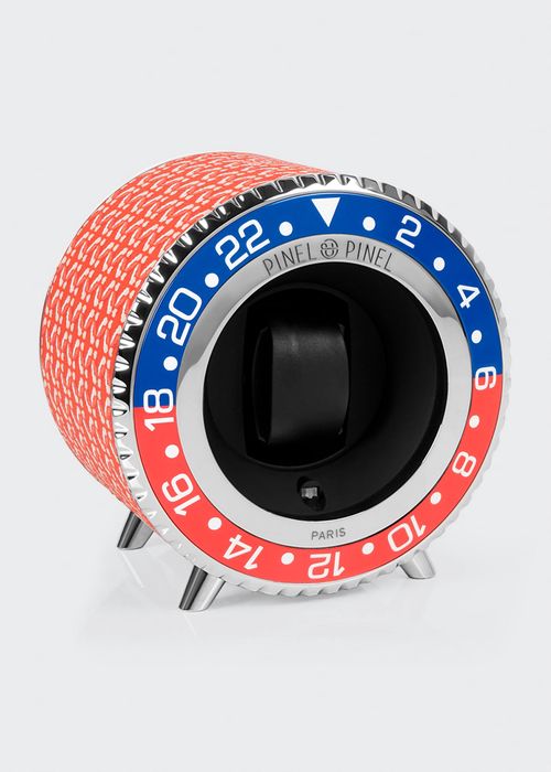 GMT Twin Watch Winder, Blue/Red/Silver