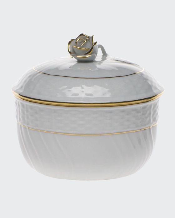 Golden Edge Covered Sugar Bowl with Rose