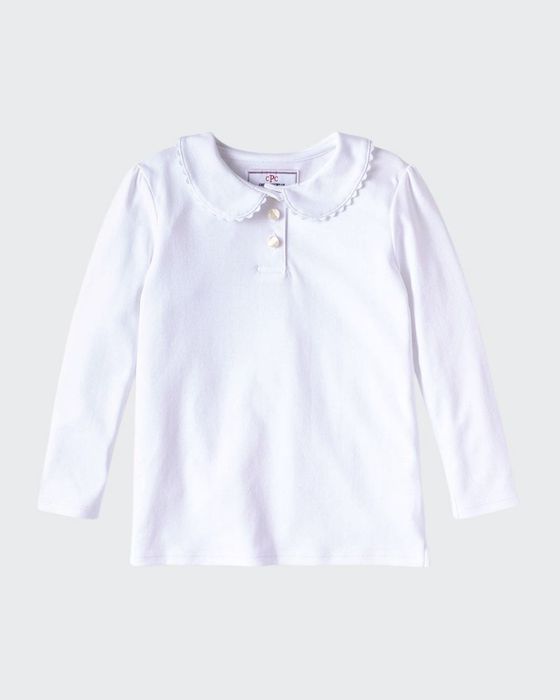 Girl's Sarah Ruffle Collar Polo Shirt, Size 12M-14