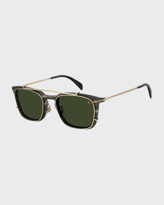 Men's Square Acetate Brow-Bar Sunglasses