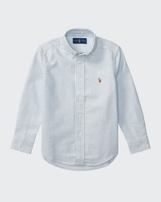 Boy's Cotton Oxford Stripe Sport Shirt, Size 4-7