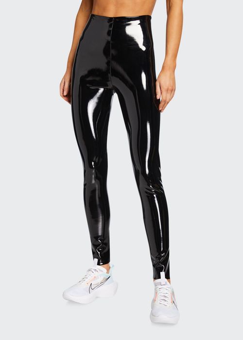 Classic Patent Faux-Leather Firming Leggings