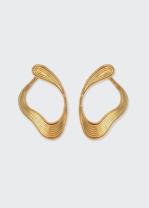 Stream Lines Medium Loop Earrings in 18k Yellow Gold