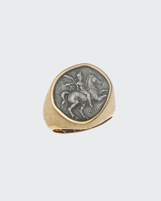 Men's 18k Gold Ancient Coin Signet Ring