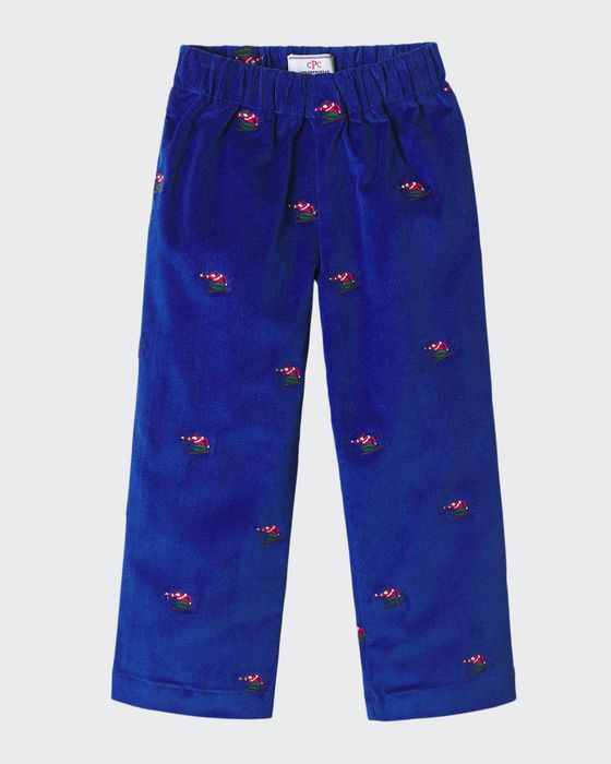 Boy's Myles Embroidered Slim Pants, Size 9M-4