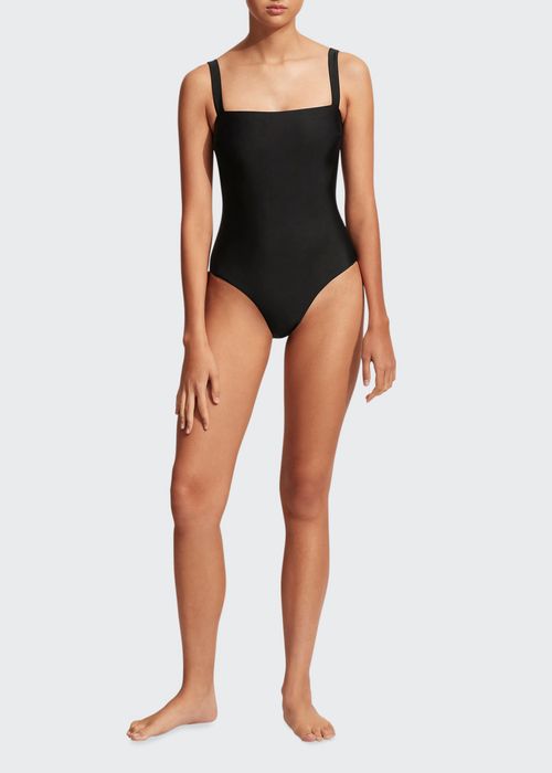 Square-Neck Maillot One-Piece Swimsuit