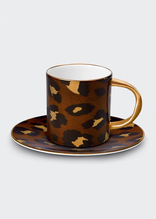 Leopard Espresso Cup with Saucer Plate