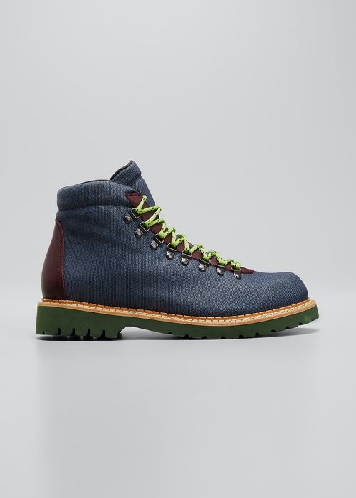Men's Colorblock Waxed Canvas Hiking Boots