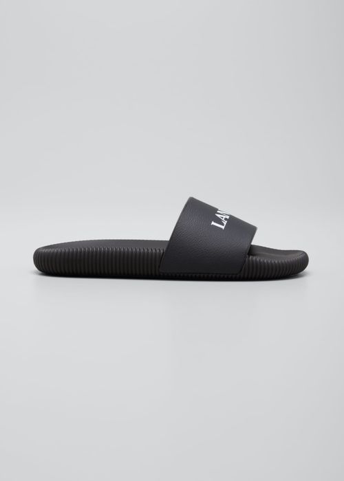 Men's Logo Leather Slide Sandals