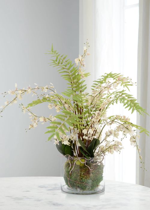 Mossy Orchid Faux-Floral Arrangement