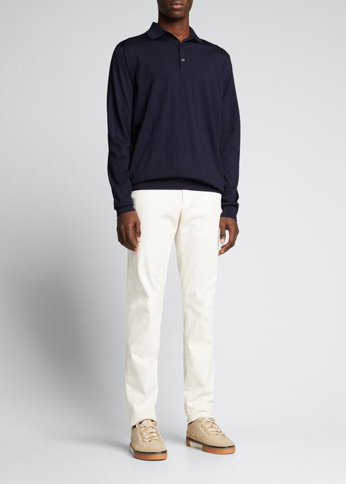 Men's Long-Sleeve Wool Polo Shirt