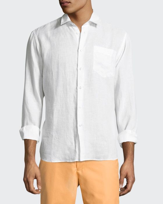 Caroubis Linen Pocket Sport Shirt
