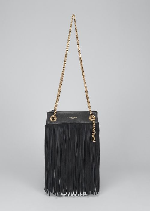 Grace Small YSL Fringe Suede Chain Hobo Bag