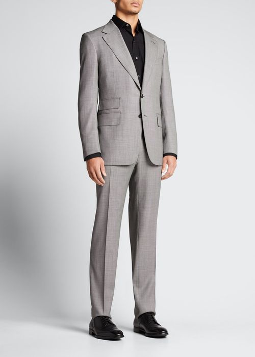 Men's Solid Silk Two-Piece Suit