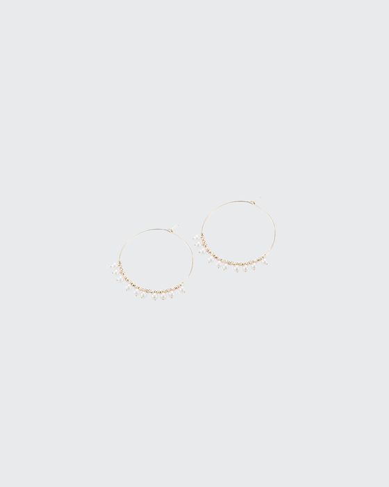 14k Gold Small Hoop & Pearl Dangle Earrings