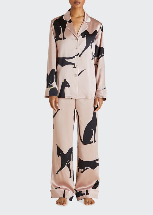 Lila Animal-Print Silk Pajama Set