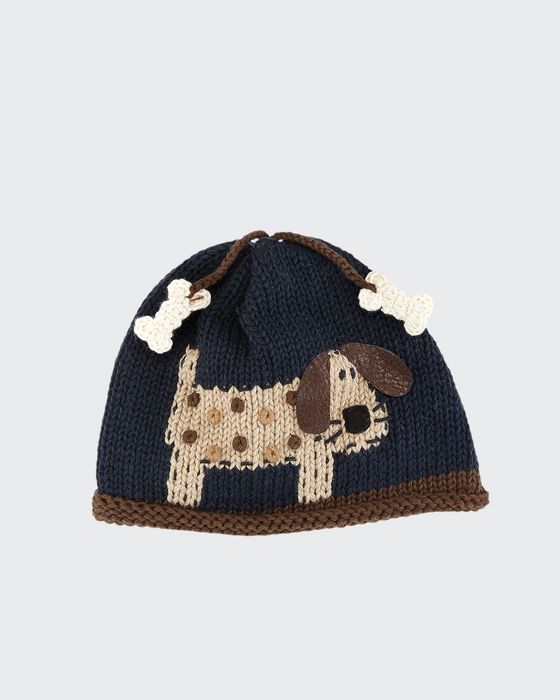 Woof Woof Knit Baby Hat, Blue