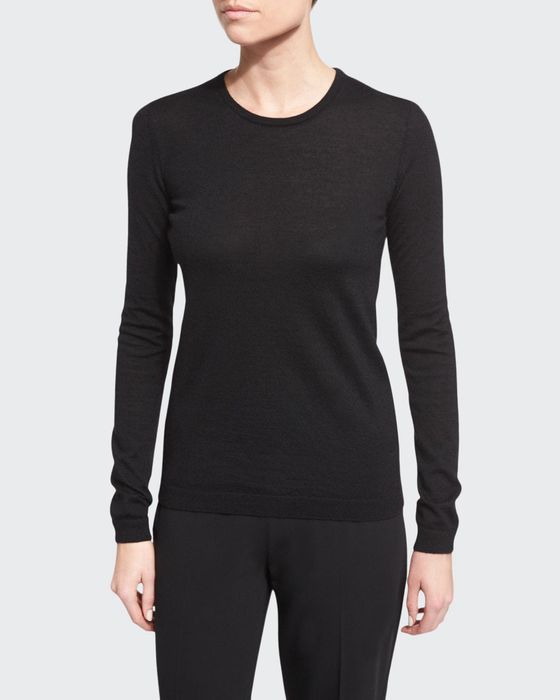 Long-Sleeve Cashmere Crewneck Sweater, Black