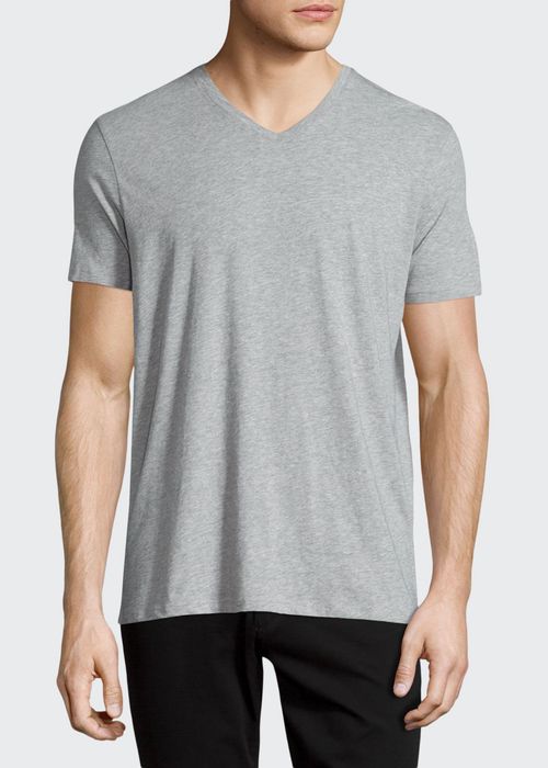 Short-Sleeve V-Neck Jersey T-Shirt, Gray