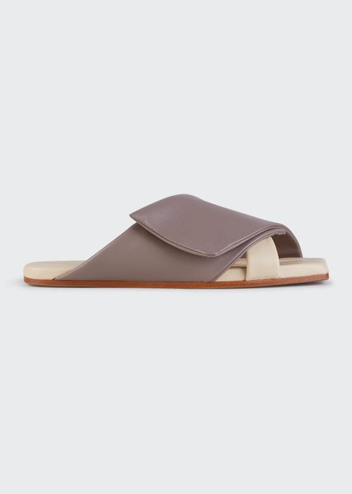 Flat Crisscross Leather Slide Sandals