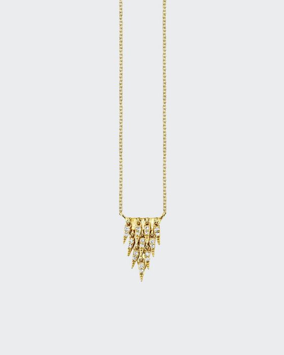 14k Cascade Fringe Pendant Necklace w/ Diamonds