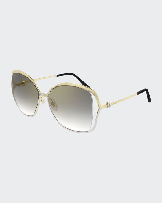 Square Two-Tone Metal Sunglasses