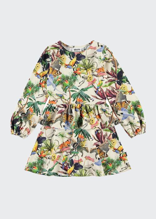 Girl's Christabelle Jungle-Print Dress, Size 7-12